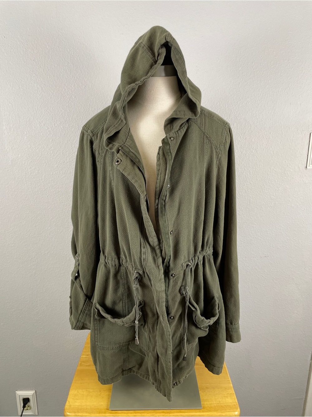 torrid Hooded Utility Anorak Jacket Olive Green Size 2 (2X)